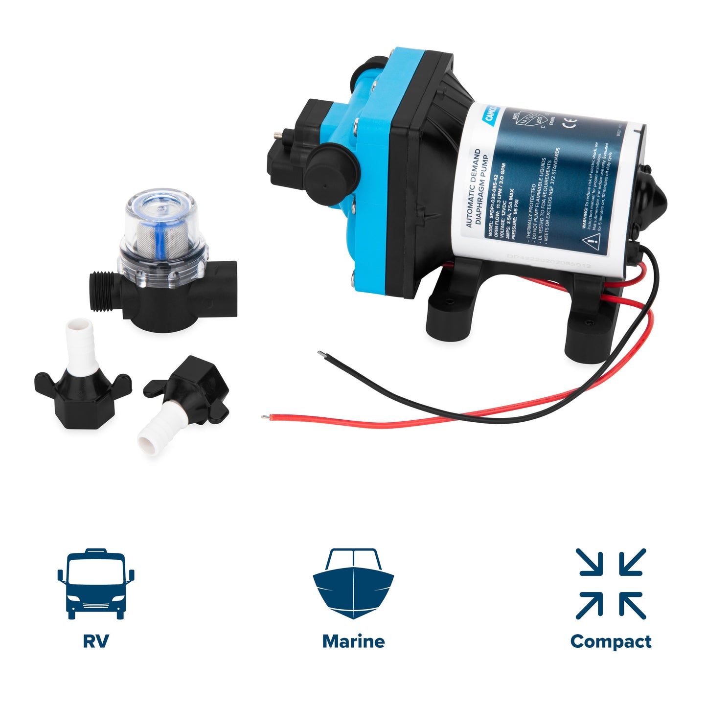 Camco Variable Flow Automatic Demand Marine Water Pump