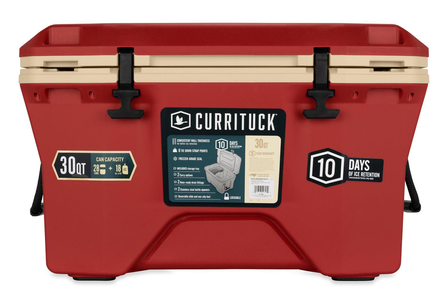 Currituck 30 and 50 Quart Premium Coolers - Crimson & Cream